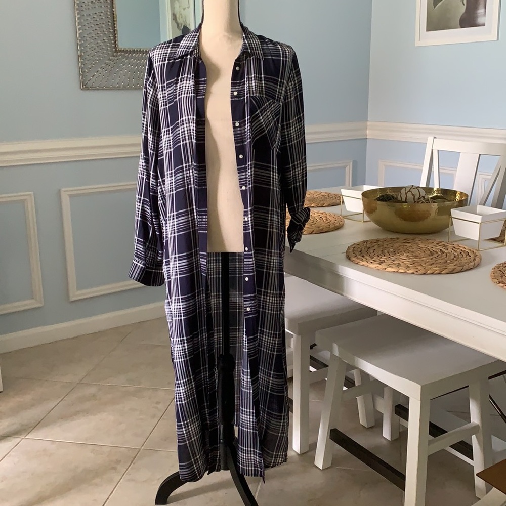 Plaid buttoned down duster - Picture 5 of 7